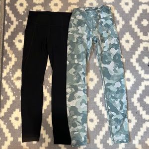 Athleta Girls L (12) Leggings, black and green camo